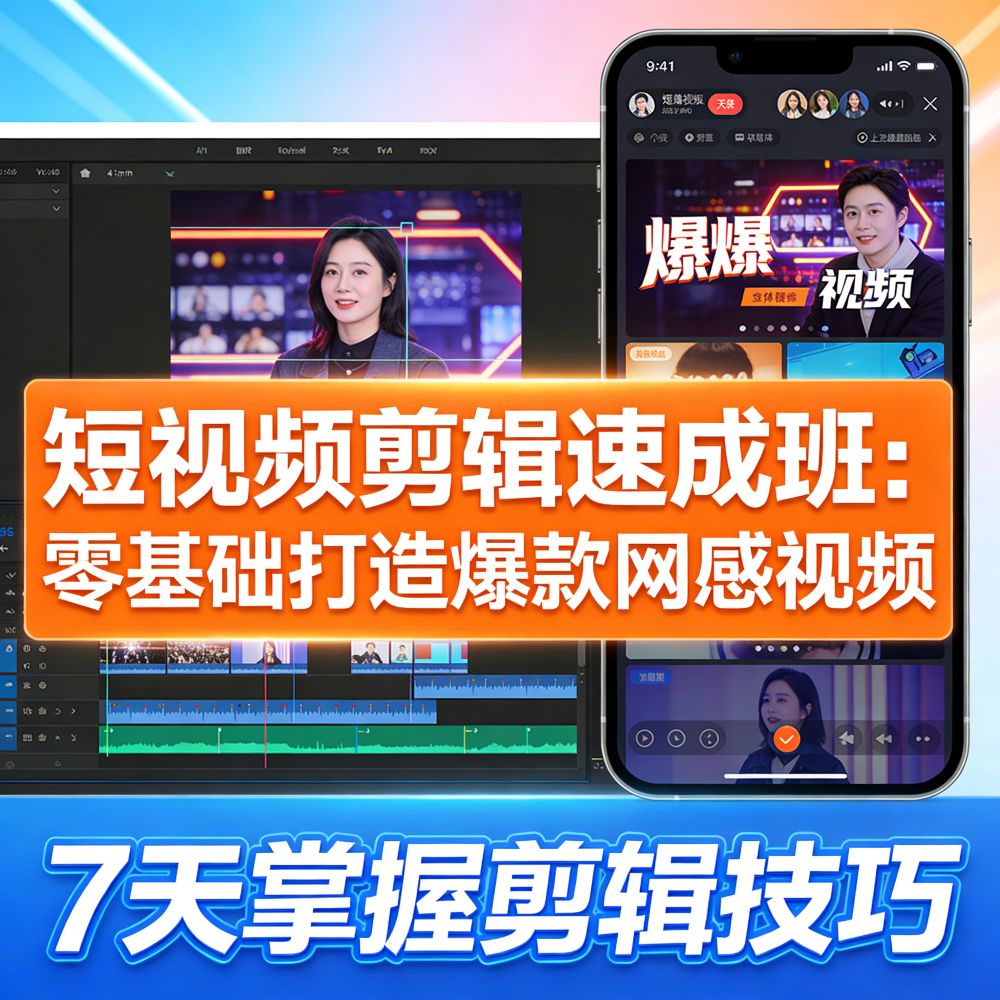 短视频剪辑速成班：零基础打造爆款网感视频
